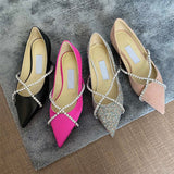 Chicmy Pointed toe fashion shoes women's summer new sequins rhinestone French cross strap casual flat shoes