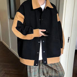 CHICMY Bomber Jackets Men European Outwear Spring Loose Vintage Patchwork Cropped Coats All-match Clothing Harajuku Students Fashion