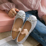 ChicMy-Fall Outfits  2024 NEW Spring/Autumn Bow Silk Satin Ballet Flats Women Elastic Brand Cross Mary Jane Shoes Round Toe Rhinestones Shoes