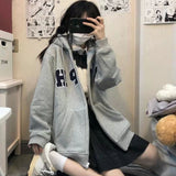 Chicmy Zipper Hoodie Jacket Y2K Women's Sweatshirt Korean Super Large Letter Printed Hoodie Street Top 2023 Spring New Coat