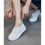 Chicmy 100% Genuine Leather Shoes Women White Shoes Thick Sole Spring Summer Mesh Shoes Brand Sweet Ladies Flats A4806