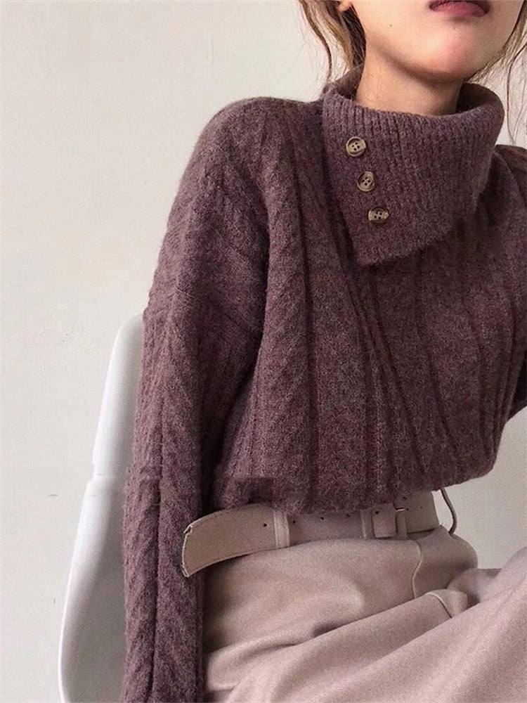 Chicmy Turtleneck New Winter Sweater Women Pullover Girls Tops Knitting Vintage Oversize Autumn Female Knitted Outerwear Warm Sweaters