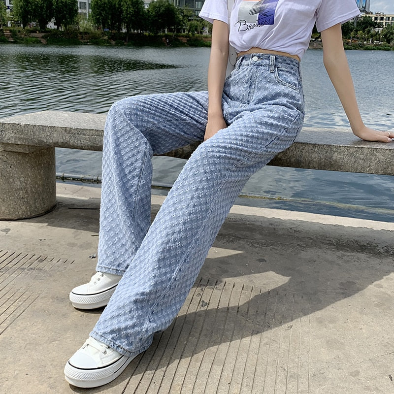 Chicmy Designer Hollow Out Jeans Women Wide Leg Pants Jeans High Waist White Blue Loose Boyfriend Casual Trousers Mom Jeans Fashion