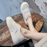 Chicmy 100% Genuine Leather Shoes Women White Shoes Thick Sole Spring Summer Mesh Shoes Brand Sweet Ladies Flats A4806