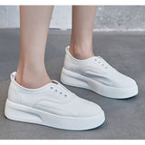 Chicmy 100% Genuine Leather Shoes Women White Shoes Thick Sole Spring Summer Mesh Shoes Brand Sweet Ladies Flats A4806