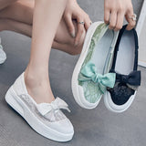 Chicmy Fashion Summer Shoes Women Flats Butterfly knot Elegant Ladies Casual Shoes Thick Sole Sweet Women Shoes White Green A4526