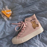 Chicmy Platform High Sports Canvas Sneakers Kawaii Bear Shoes Women's Korean Solid Color Vulcanize Flat Tennis Fashion Anime