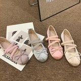 ChicMy-Fall Outfits  2024 NEW Spring/Autumn Bow Silk Satin Ballet Flats Women Elastic Brand Cross Mary Jane Shoes Round Toe Rhinestones Shoes