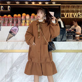 Chicmy College Style Japanese Cute Coat Medium Long Ox Horn Buckle Student JK Coat Camel Winter Coat 2023 Autumn Winter New