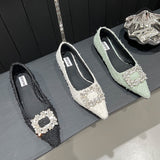 ChicMy-Fall Outfits  2024 Autumn Flats Casual Elegant Ladies Sandals Rhinestones Rubber Women Shoes Slip On Pointed Toe Pumps Fashion Female Shoes