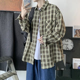 ChicMy-Fall Outfits  Plaid Long Sleeve Shirts Men Loose 2024 autumn Korean Chic Coat Checker Blouses Single Breasted Harajuku Jackets