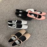 Chicmy 2023 NEW Classic Silk Ballet Shoes Buckle Strap Ballet Shoes Women Square Toe Simple Women Flats Elegant Valentine Shoes