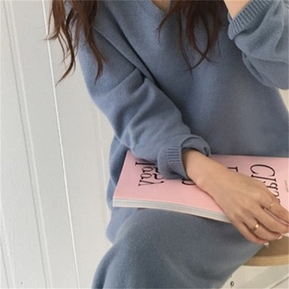 Chicmy Warm Sweater Women Autumn Dress Winter Long Sweater Knitted Dresses Long Loose Maxi Oversize Lady Dresses Bodycon Robe Vestidos