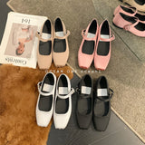 Chicmy 2023 NEW Classic Silk Ballet Shoes Buckle Strap Ballet Shoes Women Square Toe Simple Women Flats Elegant Valentine Shoes