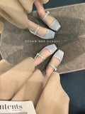 Chicmy 2023 NEW Classic Silk Ballet Shoes Buckle Strap Ballet Shoes Women Square Toe Simple Women Flats Elegant Valentine Shoes