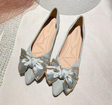 Chicmy Women Flat Elegant Fashion Women Flat Fashion Ballet Shoes Big Bow Tie Pointed Toe Flats Shoes Lady Shiny Flat