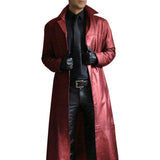 Men Luxury Fashion Medieval Steampunk Gothic Long Leather Jackets Vintage Winter Outerwear Faux Leather Trench Coat