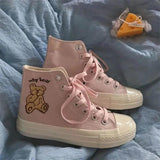 Chicmy Platform High Sports Canvas Sneakers Kawaii Bear Shoes Women's Korean Solid Color Vulcanize Flat Tennis Fashion Anime