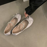 ChicMy-Fall Outfits  2024 NEW Spring/Autumn Bow Silk Satin Ballet Flats Women Elastic Brand Cross Mary Jane Shoes Round Toe Rhinestones Shoes