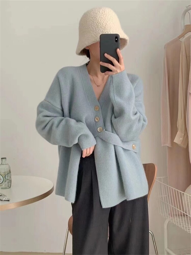 Chicmy Winter Women Sweater Knitted Cardigan Oversize Girls Sweater Woman Cashmere Pullover Tops Long Sleeve Maxi Vintage Y2k Thick