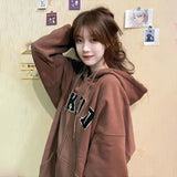 Chicmy Zipper Hoodie Jacket Y2K Women's Sweatshirt Korean Super Large Letter Printed Hoodie Street Top 2023 Spring New Coat