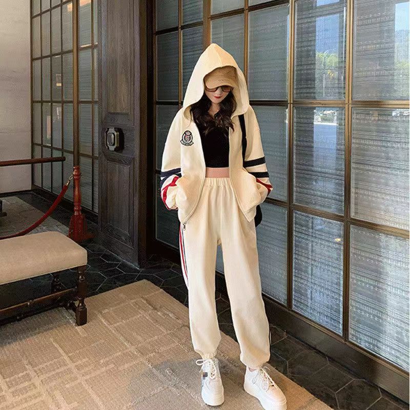 Chicmy Autumn And Winter Sportswear Pants Two Piece Suit Women's Loose High Waist Wide Leg Pants Set  Casual Outdoor Women's Suit
