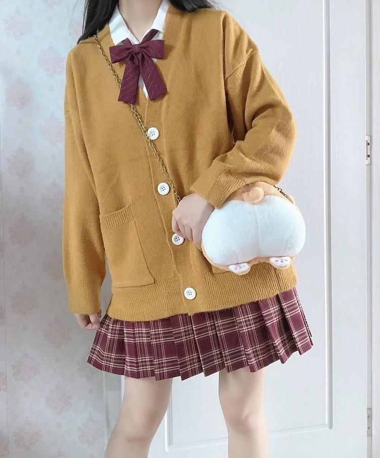 Chicmy Japanese Korean Autumn Winter Cotton Knitted Cardigan Sweater Kawaiijk Uniform Cardigan Multicolor Cosplay Women's Clothing
