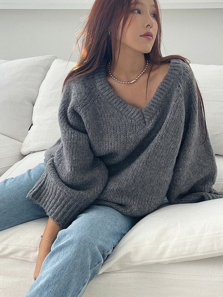 Chicmy Maxi Female Sweater Women Winter Pullover Knitting Overszie Long Sleeve Grey Tops Loose Sweaters Knitted Outerwear Thick Sexy