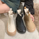 Chicmy Lolita Boots Boots-Women Zipper Shoes Round Toe Australia Winter Footwear Flat Heel Ankle Rubber Snow Low Ladies Rome Fabri