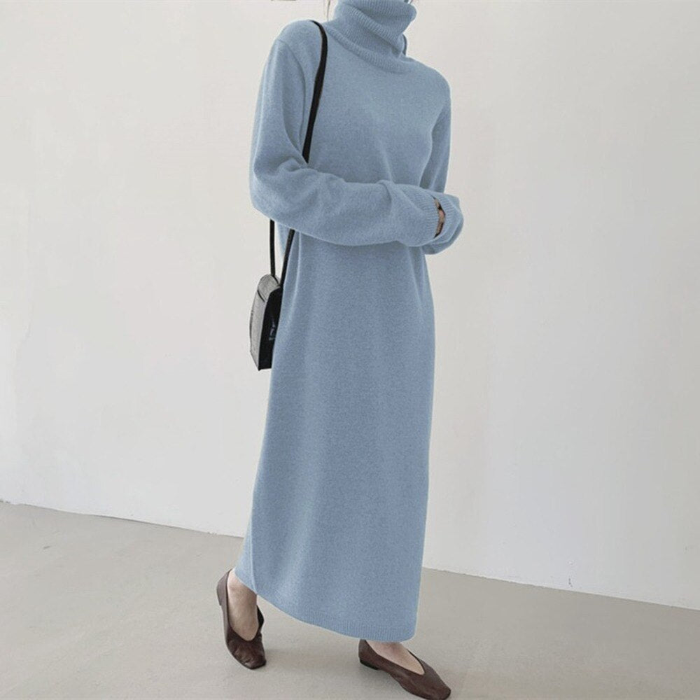 Chicmy Thick Winter Women's Dress Fall Sweater Women Dress Long Sleeve  Knitted Dresses Maxi Vintage Oversize Dresses Knitting