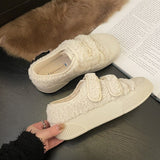 Chicmy Round Toe Warm Plush Women Shoes Fashion Cover Heel Wool Flats Soft Sole Slip-on Thick Bottom Zapatos Mujer
