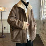 Winter Thick Corduroy Jacket Men Warm Fashion Retro Thickened Lamb Wool Jackets Mens Streetwear Korean Loose Short Coat Men