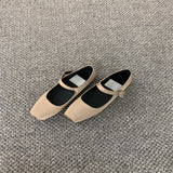 Chicmy 2023 NEW Classic Silk Ballet Shoes Buckle Strap Ballet Shoes Women Square Toe Simple Women Flats Elegant Valentine Shoes