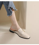 Chicmy spring new women's mules Outerwear slippers fashion mules metal design british style Flat casual shoes banquet and office