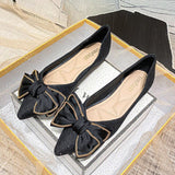 Chicmy Women Flat Elegant Fashion Women Flat Fashion Ballet Shoes Big Bow Tie Pointed Toe Flats Shoes Lady Shiny Flat