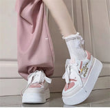 Chicmy Pink Hearts Lolita Platform Sneakers Casual Women's Sports Shoes Kawaii Flats Harajuku Vintage Tennis Female Cute Footwear