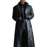 Men Luxury Fashion Medieval Steampunk Gothic Long Leather Jackets Vintage Winter Outerwear Faux Leather Trench Coat