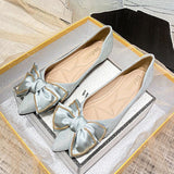Chicmy Women Flat Elegant Fashion Women Flat Fashion Ballet Shoes Big Bow Tie Pointed Toe Flats Shoes Lady Shiny Flat