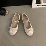 ChicMy-Fall Outfits  2024 NEW Spring/Autumn Bow Silk Satin Ballet Flats Women Elastic Brand Cross Mary Jane Shoes Round Toe Rhinestones Shoes