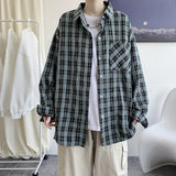 ChicMy-Fall Outfits  Plaid Long Sleeve Shirts Men Loose 2024 autumn Korean Chic Coat Checker Blouses Single Breasted Harajuku Jackets