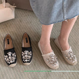 ChicMy-Fall Outfits  Womens Shoes For Female Slides Autumn New Slip-On Gladiator Luxury Rhinestones Loafers Casual Round Toe Ethnic Ladies Flats