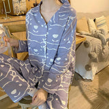 ChicMy-Fall Outfits  Japan Retro Pajama Sets Women Autumn Sailor Collar Ruffles Chic Black Tender New Arrival Lounge Nightwear Loose Cozy Long Sleeve