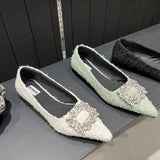 ChicMy-Fall Outfits  2024 Autumn Flats Casual Elegant Ladies Sandals Rhinestones Rubber Women Shoes Slip On Pointed Toe Pumps Fashion Female Shoes