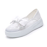 Chicmy Fashion Summer Shoes Women Flats Butterfly knot Elegant Ladies Casual Shoes Thick Sole Sweet Women Shoes White Green A4526