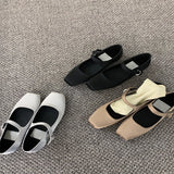 Chicmy 2023 NEW Classic Silk Ballet Shoes Buckle Strap Ballet Shoes Women Square Toe Simple Women Flats Elegant Valentine Shoes