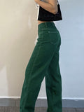 Chicmy Green Harajuku Vintage Baggy Jeans Women 90S Streetwear Wide Leg Loose Cargo Pants Casual High Waist Straight Denim Trousers