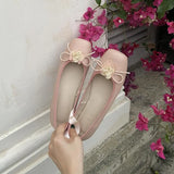 Chicmy Classic Ballet Shoes Silk Ribbon Lace Up Ballet Shoes Women Square Toe Narcissus Flower Elegant Valentine Flats Pink Green