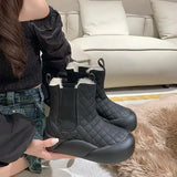 Chicmy Lolita Boots Boots-Women Zipper Shoes Round Toe Australia Winter Footwear Flat Heel Ankle Rubber Snow Low Ladies Rome Fabri