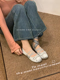 ChicMy-Fall Outfits  2024 NEW Spring/Autumn Bow Silk Satin Ballet Flats Women Elastic Brand Cross Mary Jane Shoes Round Toe Rhinestones Shoes