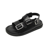 Chicmy 2023 summer women's outerwear sandals Ladies' casual flats Stylish metal design black rubber shoes work wear free shipping